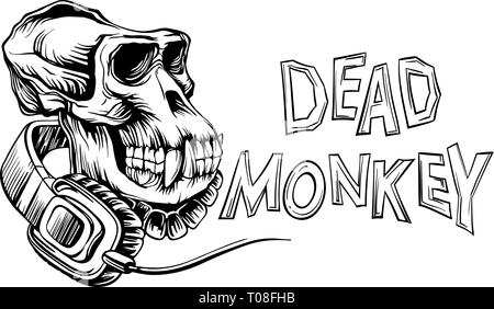 Dead monkey skull Illustration de Vecteur