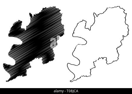 Daegu (Corée du Sud, République de Corée, République de Corée, des villes de Corée du Sud) map vector illustration gribouillage, croquis (Daegu Taegu) ma Illustration de Vecteur