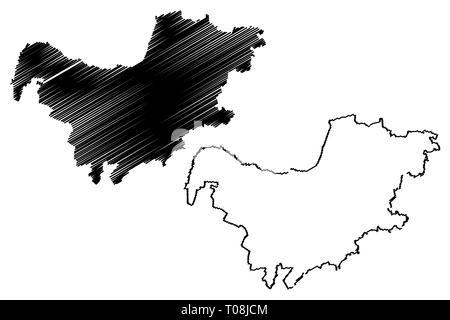 La Province du Nord Ouest (Provinces de l'Afrique du Sud, République d'Afrique du Sud, les divisions administratives, RSA) map vector illustration gribouillage, croquis Nort Illustration de Vecteur