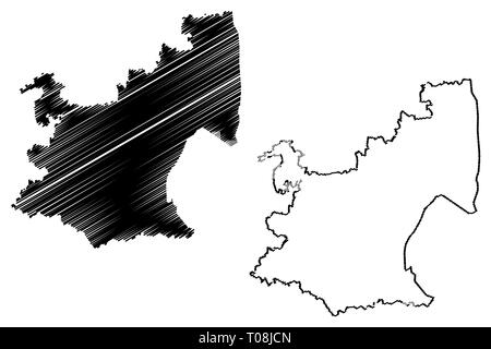 La province de Mpumalanga (Provinces de l'Afrique du Sud, République d'Afrique du Sud, les divisions administratives, RSA) map vector illustration, croquis Mpum gribouillis Illustration de Vecteur