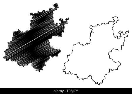 La province de Gauteng (Provinces de l'Afrique du Sud, République d'Afrique du Sud, les divisions administratives, RSA) map vector illustration gribouillage, croquis Gauteng Illustration de Vecteur