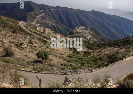 Route panoramique entre Massawa et Asmara, Erythrée Banque D'Images