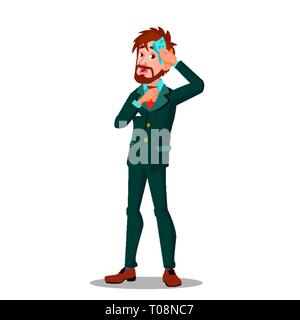 Stressant Businessman Pulling His Tie télévision Cartoon Illustration vectorielle Illustration de Vecteur