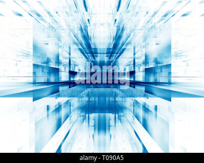 Concept blanc et bleu fond tech - abstract image générée numériquement Banque D'Images