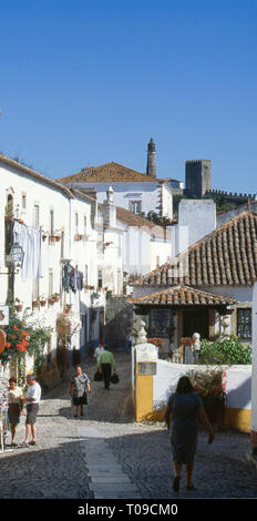 Scène de rue Obidos Portugal Estemadura Banque D'Images