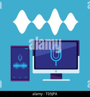 Haut-parleur de reconnaissance vocale pour smartphone Illustration de Vecteur