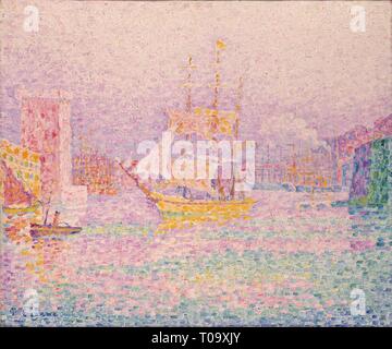 'Port de Marseille". France, 1907. Dimensions : 46x55 cm. Musée : Etat de l'Ermitage, Saint-Pétersbourg. Auteur : Paul SIGNAC . Paul Signac. Banque D'Images