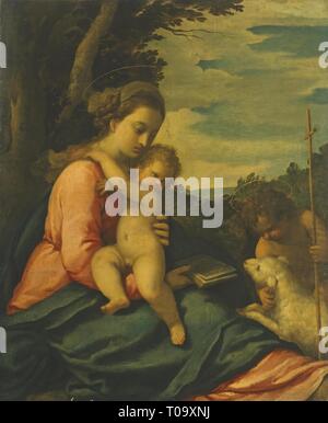 'Madonna et l'enfant avec Saint Jean Baptiste". L'Italie, entre 1601 et 1610. Dimensions : 129x108 cm. Musée : Etat de l'Ermitage, Saint-Pétersbourg. Auteur : Scarsellino (Ippolito Scarsella). Banque D'Images