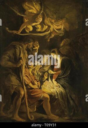 'Adoration des bergers (la nuit). Un Scetch'. La Flandre, 1608. Dimensions : 63,5x47 cm. Musée : Etat de l'Ermitage, Saint-Pétersbourg. Auteur : Peter Paul Rubens (Pietro Pauolo). PETER PAUL RUBENS. Pieter Paul Rubens. Banque D'Images