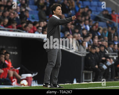 Barcelone, 17-03-2019. 2018 LaLiga/ 2019, date 28. Espanyol-Sevilla. Espanyol manager Joan Francesc Ferrer Rubi pendant le jeu Espanyol-Sevilla Banque D'Images