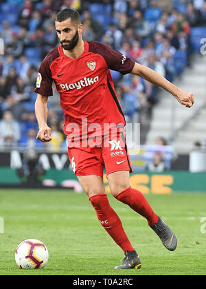 Barcelone, Espagne. 18 Mar, 2019. Barcelone, 17-03-2019. 2018 LaLiga/ 2019, date 28. Espanyol-Sevilla. Gonalons de Séville pendant le jeu Espanyol-Sevilla : Crédit Photos Pro/Alamy Live News Banque D'Images