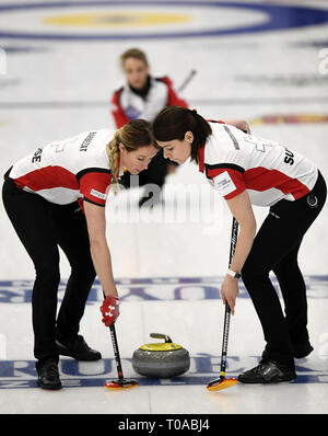 19 mars 2019 - Silkeborg, Danemark - Suisse de l'équipe en action lors du tournoi à la ronde match de curling entre la Corée et la Suisse dans le monde LGT de curling féminin 2019 à Silkeborg, Danemark. (Crédit Image : © Lars Moeller/Zuma sur le fil) Banque D'Images