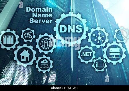 DNS. Système de noms de domaine. Site Web du réseau de communication. Internet et la technologie numérique concept. Banque D'Images