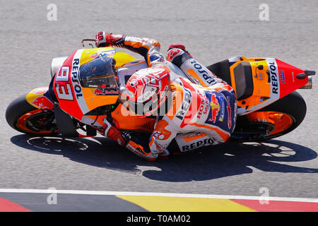 Marc Márquez (SPA) de l'équipe Repsol Honda, Championnat du Monde MotoGP 2018, le Grand Prix Pramac Motorrad Deutschland, Sachsenring, Allemagne, 14.07.2018 Banque D'Images