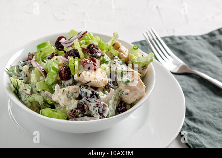 Avec salade de poulet, céleri, oignon rouge, la canneberge, l'aneth et le yogourt. Banque D'Images