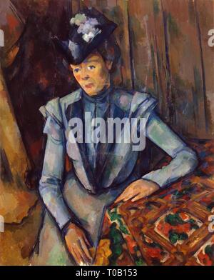 'Lady in Blue'. France, vers 1900. Dimensions : 90x73,5 cm. Musée : Etat de l'Ermitage, Saint-Pétersbourg. Auteur : Paul Cézanne . PAUL Cézanne. Banque D'Images