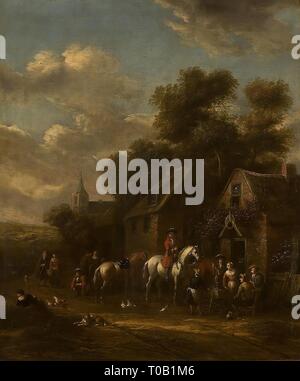 "Cavaliers d'un Inn'. Holland, 1670-1690s. Dimensions : 63x52 cm. Musée : Etat de l'Ermitage, Saint-Pétersbourg. Auteur : Barent Gael. Banque D'Images