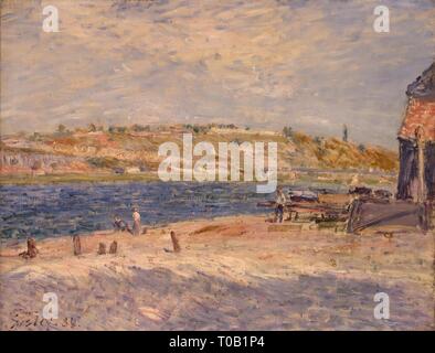 Les banques "rivière à Saint-mammès'. France, 1884. Dimensions : 50x65 cm. Musée : Etat de l'Ermitage, Saint-Pétersbourg. Auteur : ALFRED SISLEY . Alfred Sisley. Banque D'Images