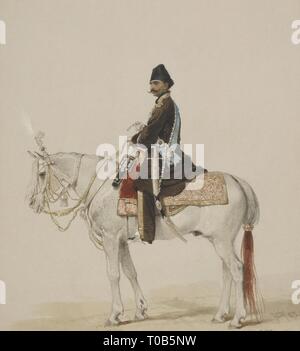 ''Nasir al-Din Shah sur l''. La série 'Nasir al-Din, Shah de Perse, la visite de St Pétersbourg en 1873'. La Russie, 1873. Dimensions : 23,5x21,2 cm. Musée : Etat de l'Ermitage, Saint-Pétersbourg. Auteur : VON MIHALY ZICHY. Banque D'Images