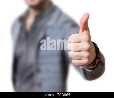 Pouce humain dans un geste d'approbation symbolique Thumbs up Banque D'Images