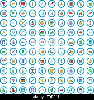 Ménage 100 icons set, cartoon style Illustration de Vecteur