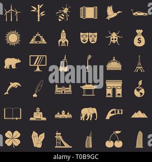 Monde icons set, le style simple Illustration de Vecteur