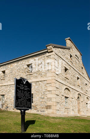 Vieille prison de Lancaster signe, Caroline du Sud, USA. Banque D'Images