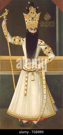 'Portrait de Fath Ali Shah date'. L'Iran, 1809-1810 Carnets. Dynastie Qajar. Dimensions : 253x124 cm. Musée : Etat de l'Ermitage, Saint-Pétersbourg. Auteur : Mihr 'Ali. Le rhim Ali. Banque D'Images