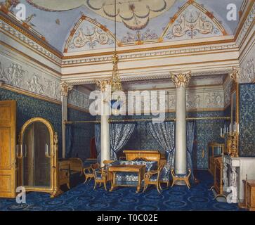 'Intérieur du Palais d'hiver. La Chambre de l'impératrice Alexandra Fiodorovna'. La Russie, 1870. Dimensions : 33x40,5 cm. Musée : Etat de l'Ermitage, Saint-Pétersbourg. Auteur : Edward Hau . EDUARD HAU. Banque D'Images