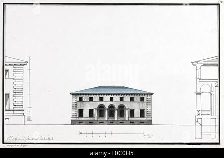 Résidentiel Maison V : 'Two-Storeyed s'appuyant sur un sous-sol. Design pour 7 axes. La Facad'. 1806. Dimensions : 29,5x44,4 cm. Musée : Etat de l'Ermitage, Saint-Pétersbourg. Auteur : Jean François Thomas de Thomon. Banque D'Images