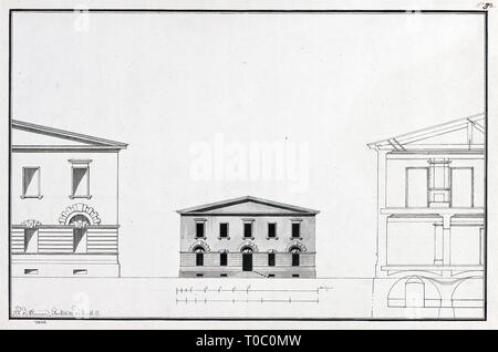 Maison résidentiel 'ZH : Two-Storeyed s'appuyant sur un sous-sol. Design pour 5 axes. La façade". 1806. Dimensions : 29,4x44,4 cm. Musée : Etat de l'Ermitage, Saint-Pétersbourg. Auteur : Jean-François Thomas de Thomon. Banque D'Images