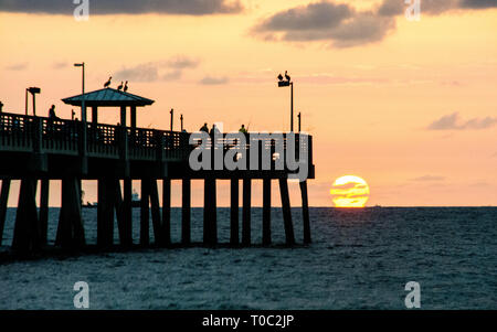 Dania Pier au lever du soleil. Banque D'Images