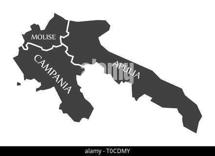 Molise - Campanie - région des Pouilles carte Italie Illustration de Vecteur