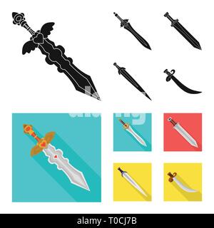 Handle,couilles,décoration,combat,or,viking,scimitar,ailes,acier,conquérant,pirate,ruby,argent,romain,parure,chevalier,meurtre,soldat,pierre,militaires,warrior,vieux,jeu,armor,forte,lame,épée,couteau,dague arme,sabre,,cité médiévale,set,icône,,illustration,collection,isolé,design,graphisme,élément vecteur vecteurs,signer , Illustration de Vecteur