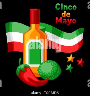 Le Cinco de Mayo mexicain carte de vœux. Illustration de Vecteur