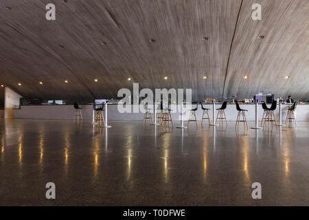 Intérieur de la café et salle de réception salon de l'Auditorio Adan Martin, Santa Cruz, Tenerife, Canaries, Espagne Banque D'Images