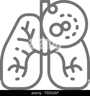 Poumons cancer, tumeur maligne, l'icône de la ligne de l'oncologie. Illustration de Vecteur