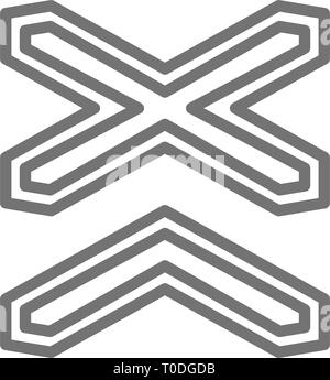 Signes d'avertissement sur l'icône de la ligne de chemin de fer de multitrajets. Illustration de Vecteur