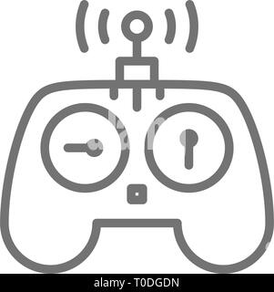 Tableau de bord pour drone, télécommande, l'icône de la ligne de la manette de jeu. Illustration de Vecteur