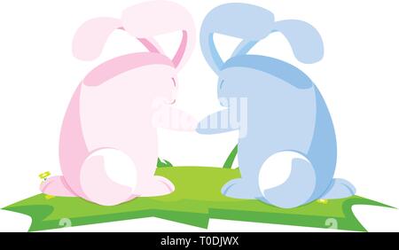 lapins mignons personnages de pâques dans le camp vecteur illustration design Illustration de Vecteur