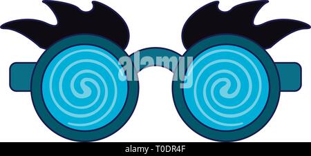 Lunettes et yeux bruns blague masque lignes bleues Illustration de Vecteur