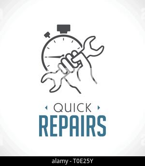 Icône réparations - concept main avec clé Illustration de Vecteur