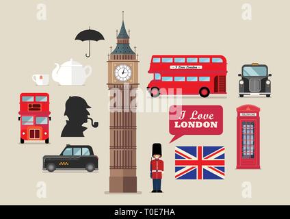 Symboles nationaux Londres vector set. Vector illustration. Illustration de Vecteur