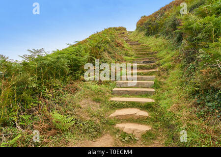 Ancien escalier de pierre mène vers le haut dans la nature Banque D'Images