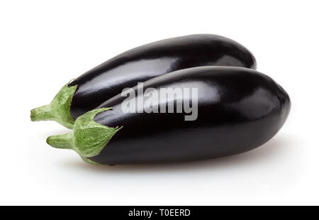 Aubergines isolé sur fond blanc Banque D'Images