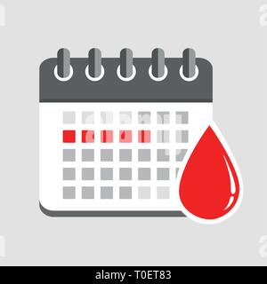 Calendrier menstruation panneaux rouges du cycle menstruel vector illustration EPS10 Illustration de Vecteur