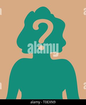 Head shot silhouette aux question mark illustration Illustration de Vecteur