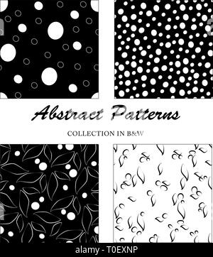 Noir et blanc quatre motifs abstraits vectoriels Illustration de Vecteur