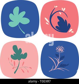Vector set de plantes et fleurs dessins icône Illustration de Vecteur