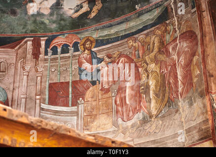 Photos et images de l'intérieur de fresques de l'Église orthodoxe géorgienne Saint-george Ubisa monastère médiéval, Géorgie (pays) le 14e siècle de somptueuses interi Banque D'Images